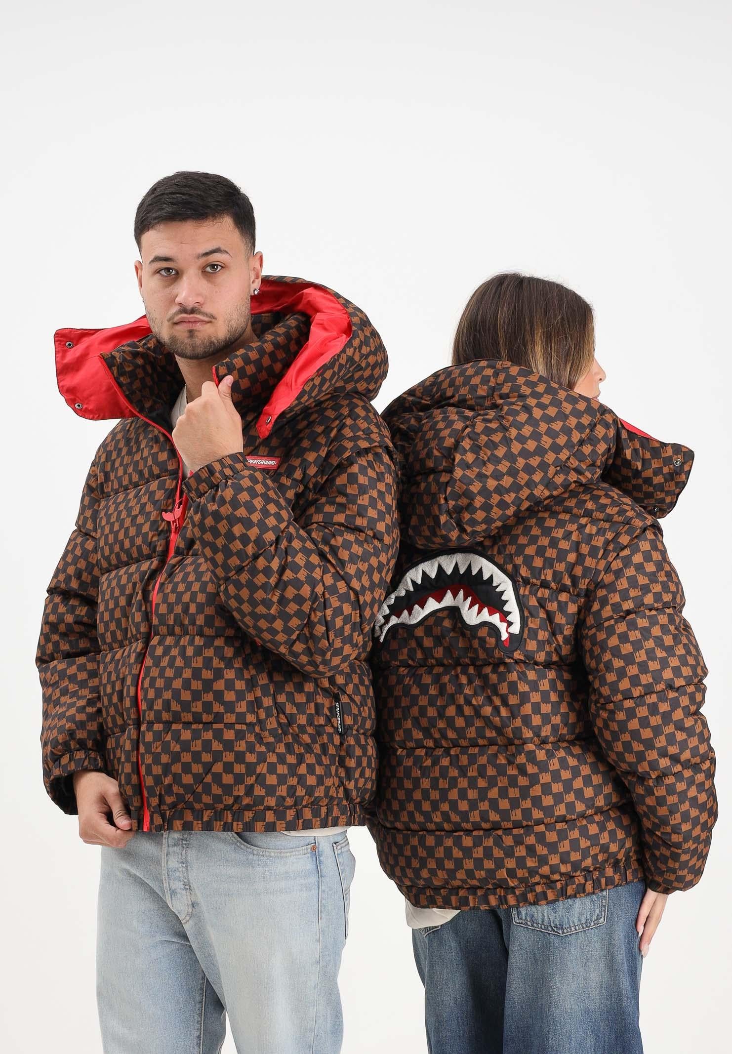 SPRAYGROUND Piumino Drip Check marrone per uomo e donna SP748BRW  SPRAYGROUND 