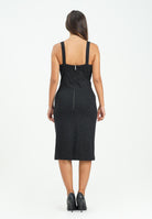 VERSACE JEANS COUTURE Abito midi nero da donna con fibbie Baroque 79HAO954J0240 899 VERSACE JEANS COUTURE 