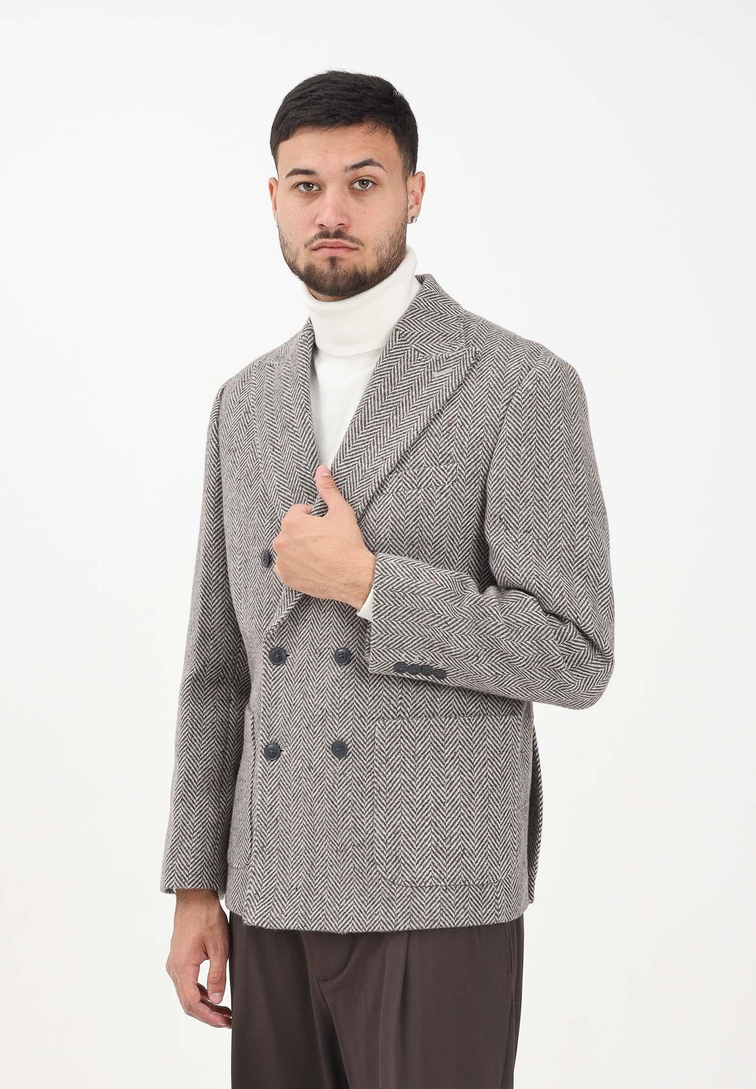 SELECTED HOMME Giacca da uomo realizzata con motivo spigato nei toni del marrone e del beige 16098742 BrownRice SELECTED HOMME 