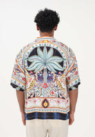 JUST CAVALLI Camicia a manica corta bianca da uomo con stampa grafica multicolor 80OALF04CNF05 004 JUST CAVALLI 
