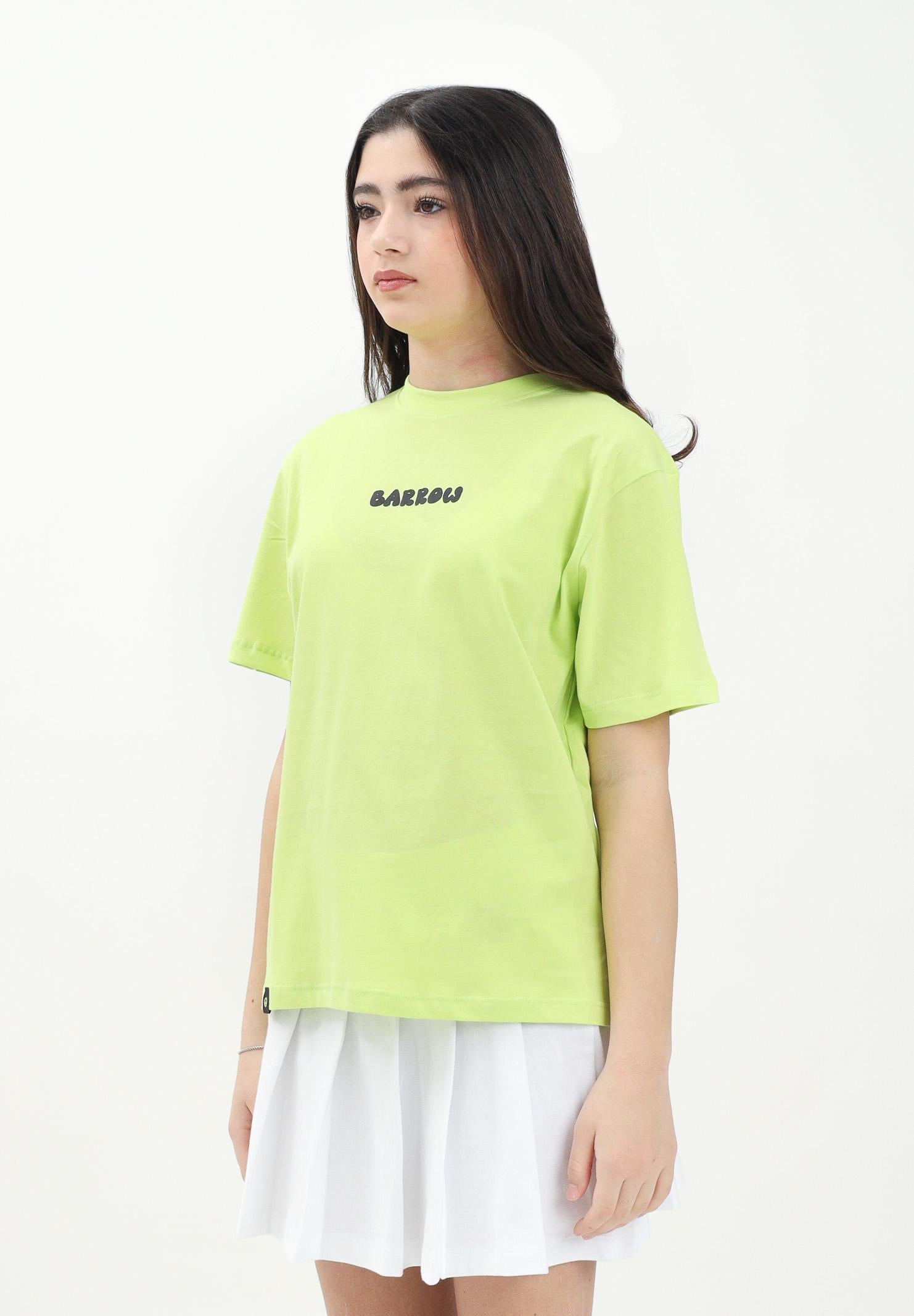 BARROW T-shirt a manica corta verde lime per donna, ragazzi e bambini con stampa teddy sul retro S5BKJUTH029 086 BARROW 