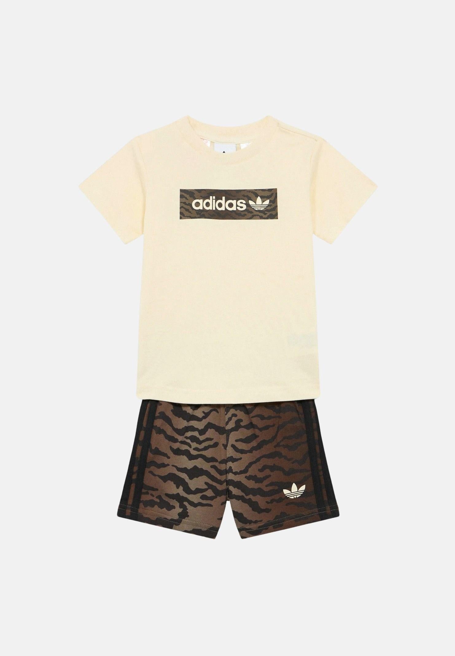 ADIDAS ORIGINALS Completino AOP panna e marrone da neonato KD5823 . ADIDAS ORIGINALS 