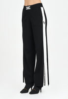 ELISABETTA FRANCHI Pantalone in maglia nero da donna con bande lucide<BR/> KP69S56E2 EF3 ELISABETTA FRANCHI 