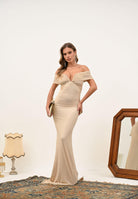 ALMA SANCHEZ Abito lungo Acati burro da donna con strass AS2526009RT 059 ALMA SANCHEZ 