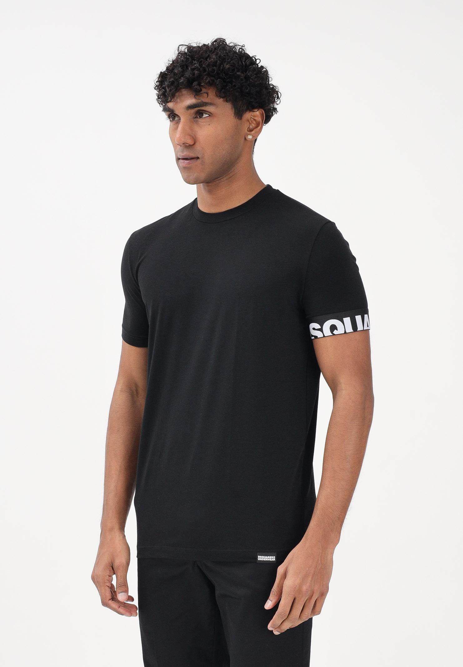 DSQUARED2 T-shirt a manica corta nera da uomo con manica logata D9M3S6190 010 DSQUARED2 