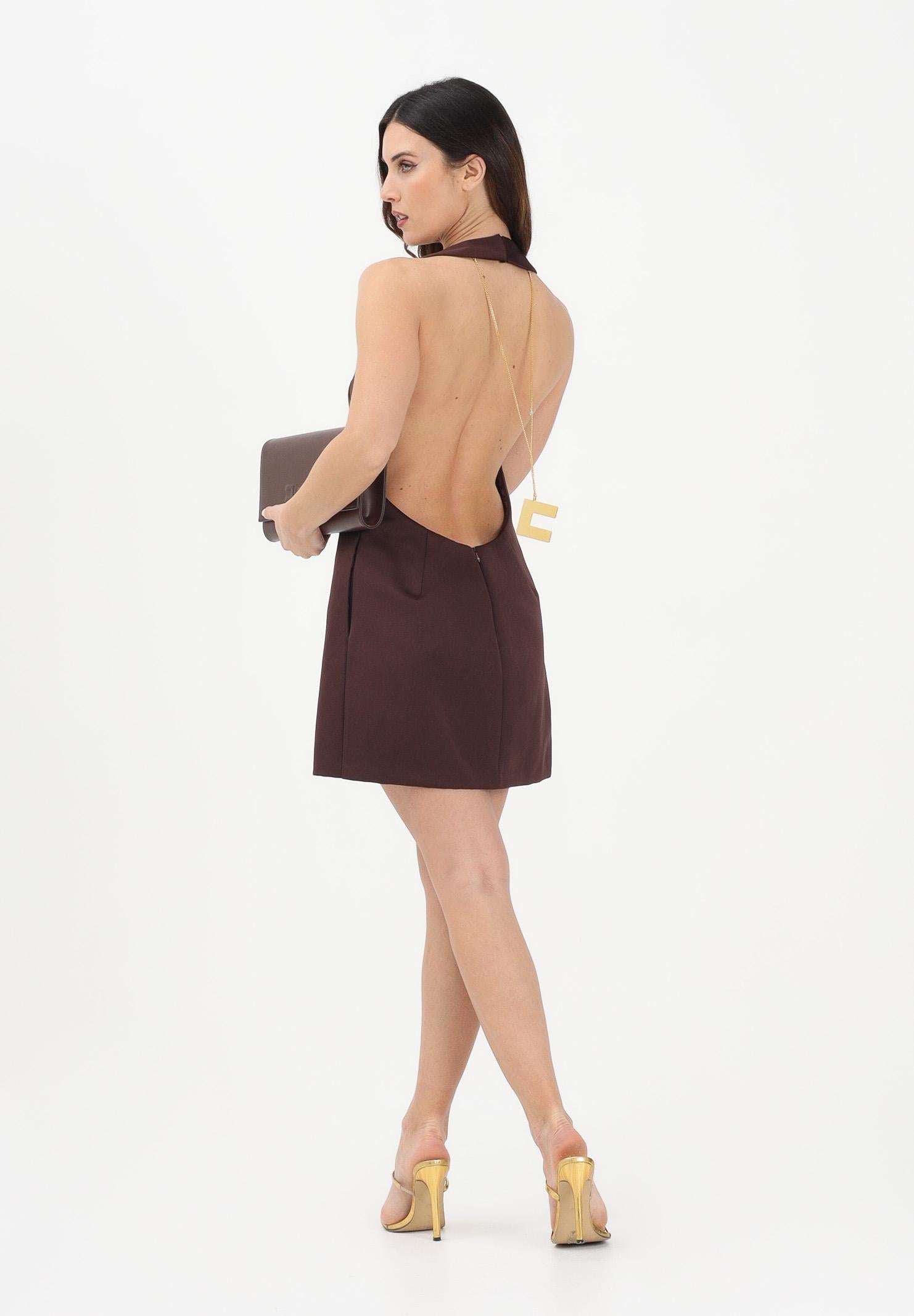 ELISABETTA FRANCHI Abito corto cacao da donna con collana AB87162E2 644 ELISABETTA FRANCHI 