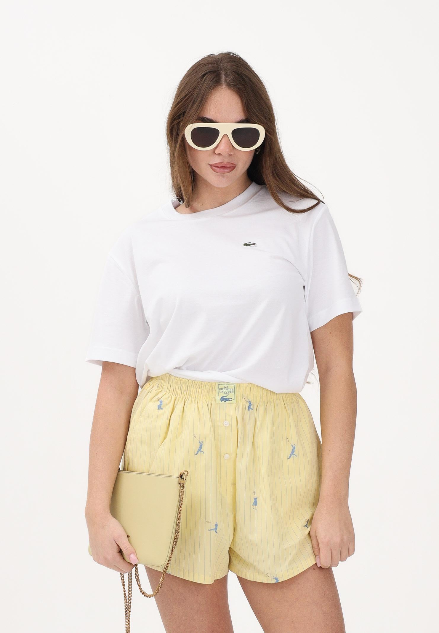 LACOSTE T-shirt a manica corta bianca da donna con patch logo TF7215 001 LACOSTE 