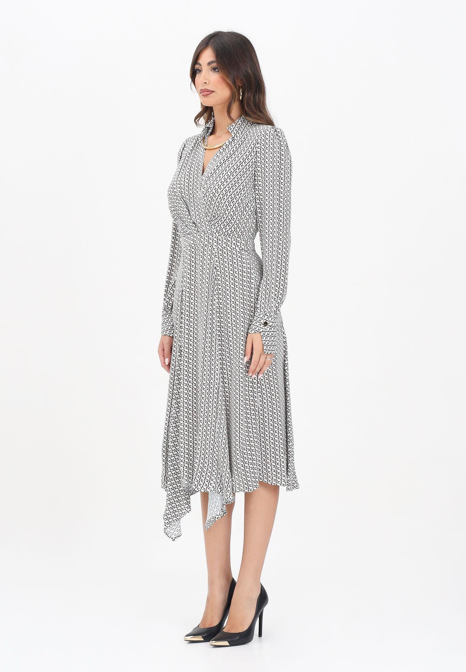 ELISABETTA FRANCHI Abito midi panna da donna con stampa geometrica ABS0356E2 EF1 ELISABETTA FRANCHI 