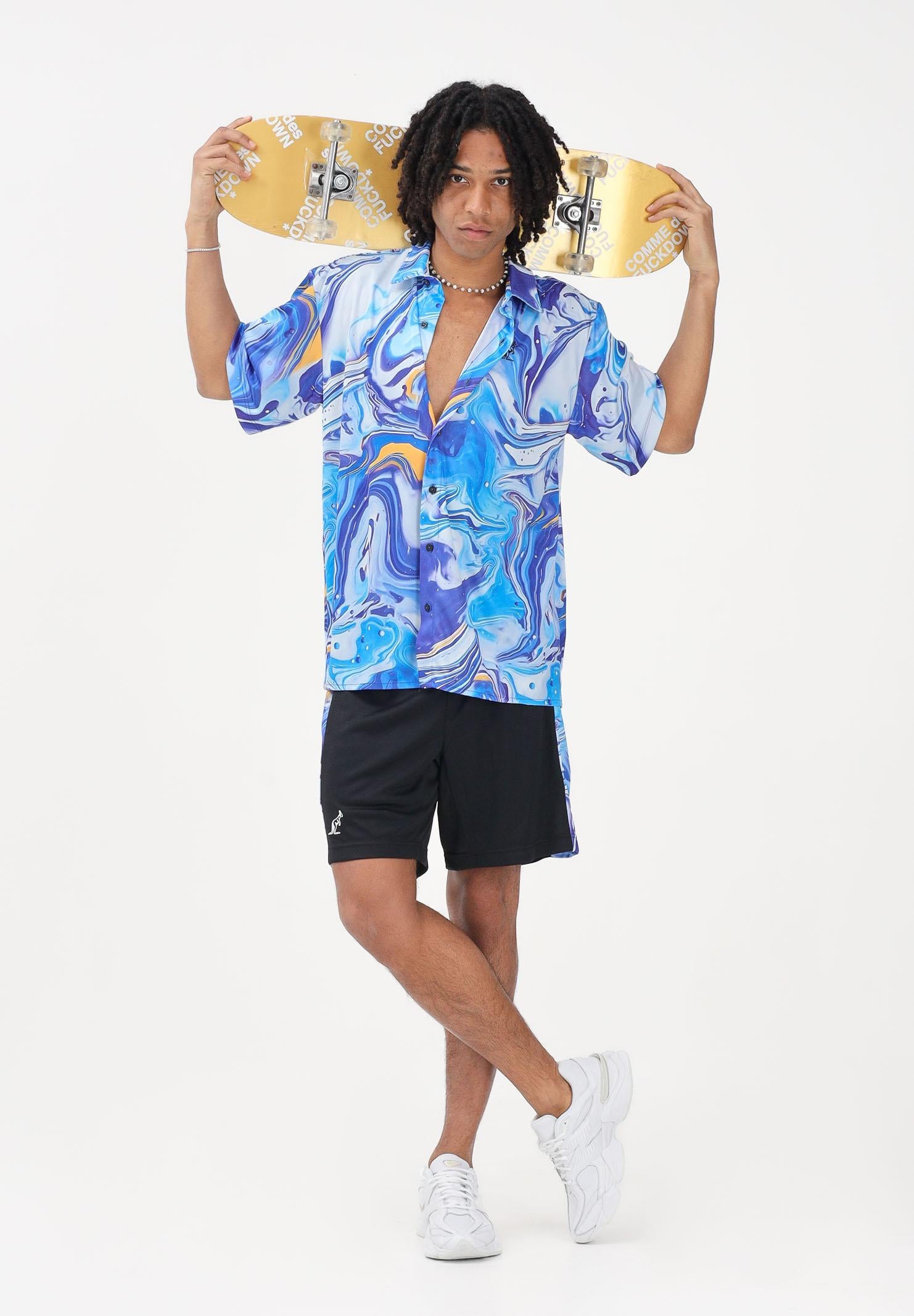 AUSTRALIAN Shorts sportivo nero da uomo con inserti laterali stampati SPUSH0019831 002 AUSTRALIAN 