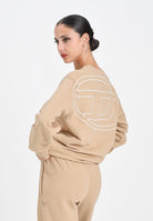 DIESEL Felpa girocollo beige per donna, ragazzi e bambini con maxi ricamo Oval D J022740GYCJ K726 DIESEL 