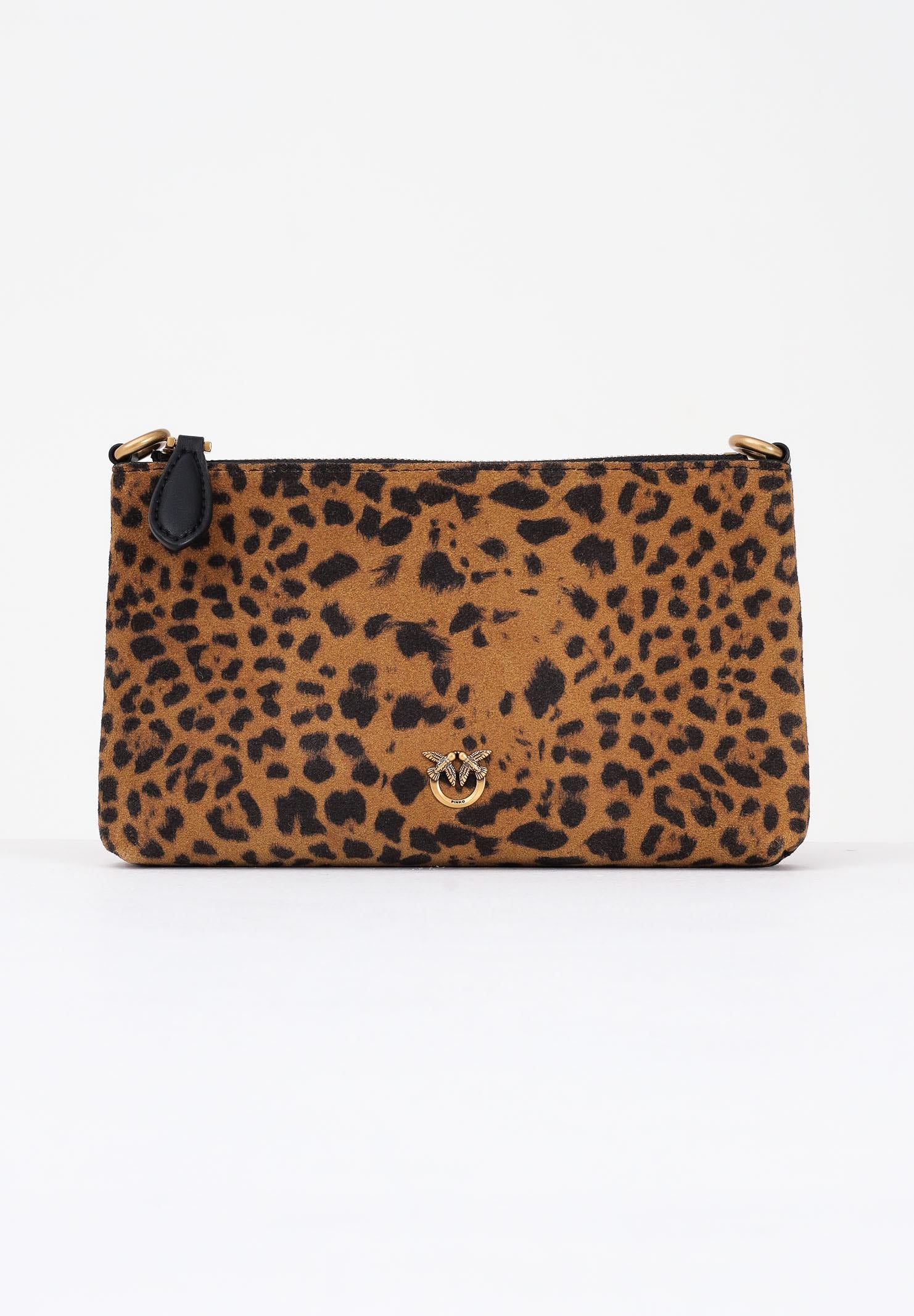 PINKO Borsa a tracolla cuoio da donna in Suede Leopardato 104277A32A M35Q PINKO 