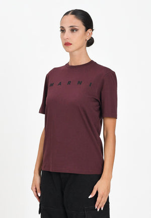 MARNI T-shirt a manica corta bordeaux per donna, ragazzi e bambini con stampa logo M01601M00RF 0M434 MARNI 