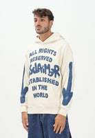 DISCLAIMER Felpa con cappuccio panna da uomo con stampa 25IDS55128 LA DISCLAIMER 