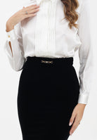 ELISABETTA FRANCHI Abito lungo bianco e nero da donna in raso e velluto<BR/> ABR4657E2 309 ELISABETTA FRANCHI 