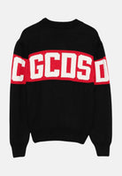 GCDS maglione nero per bambino e bambina caratterizzato da logo ricamato. B2KU1526BA7 99 GCDS 