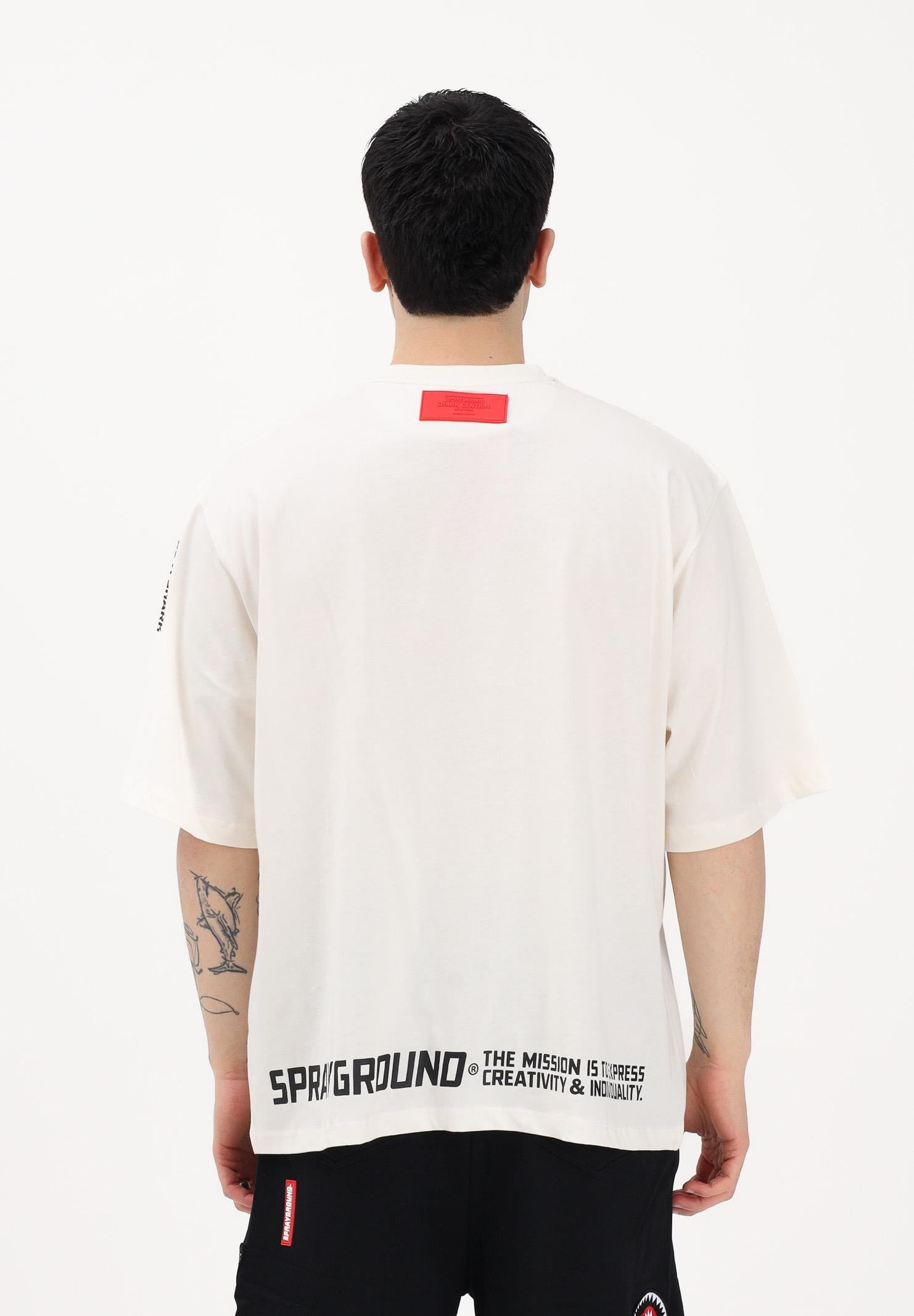 SPRAYGROUND T-shirt a manica corta panna da uomo con stampa minimal e dettagli grafici SP876IVO . SPRAYGROUND 