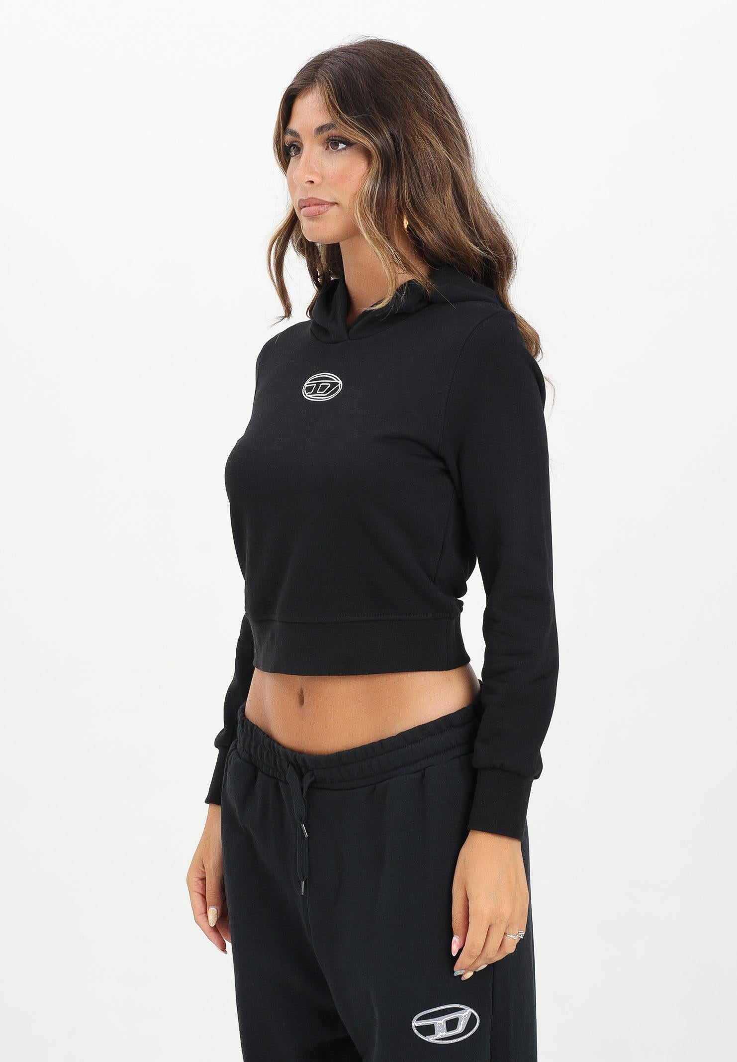 DIESEL Felpa con cappuccio nera per donna, ragazze e bambine rifnita da logo J02416KYAX3 K900 DIESEL 