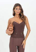 ELISABETTA FRANCHI Corpetto marrone da donna con dettagli zip<BR/> TO03656E2 EA3 ELISABETTA FRANCHI 