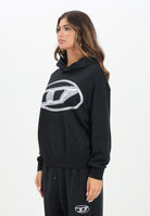 DIESEL Felpa con cappuccio nera per donna, ragazzi e bambini con maxi logo Oval D J02487KYAQK K900 DIESEL 