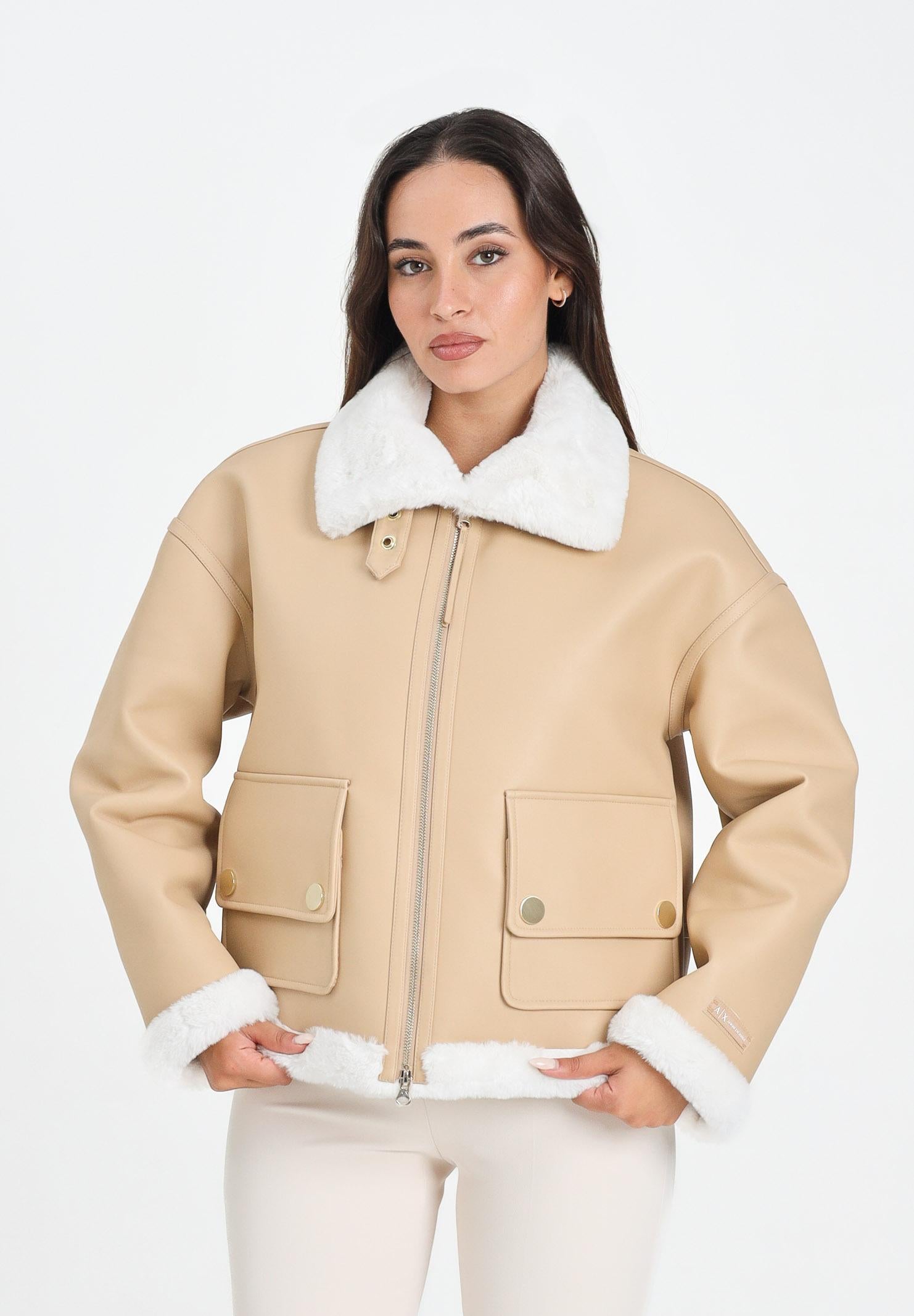 ARMANI EXCHANGE Montone beige da donna con interno e profili in eco-pelliccia XW000713AF16389 U1051 ARMANI EXCHANGE 