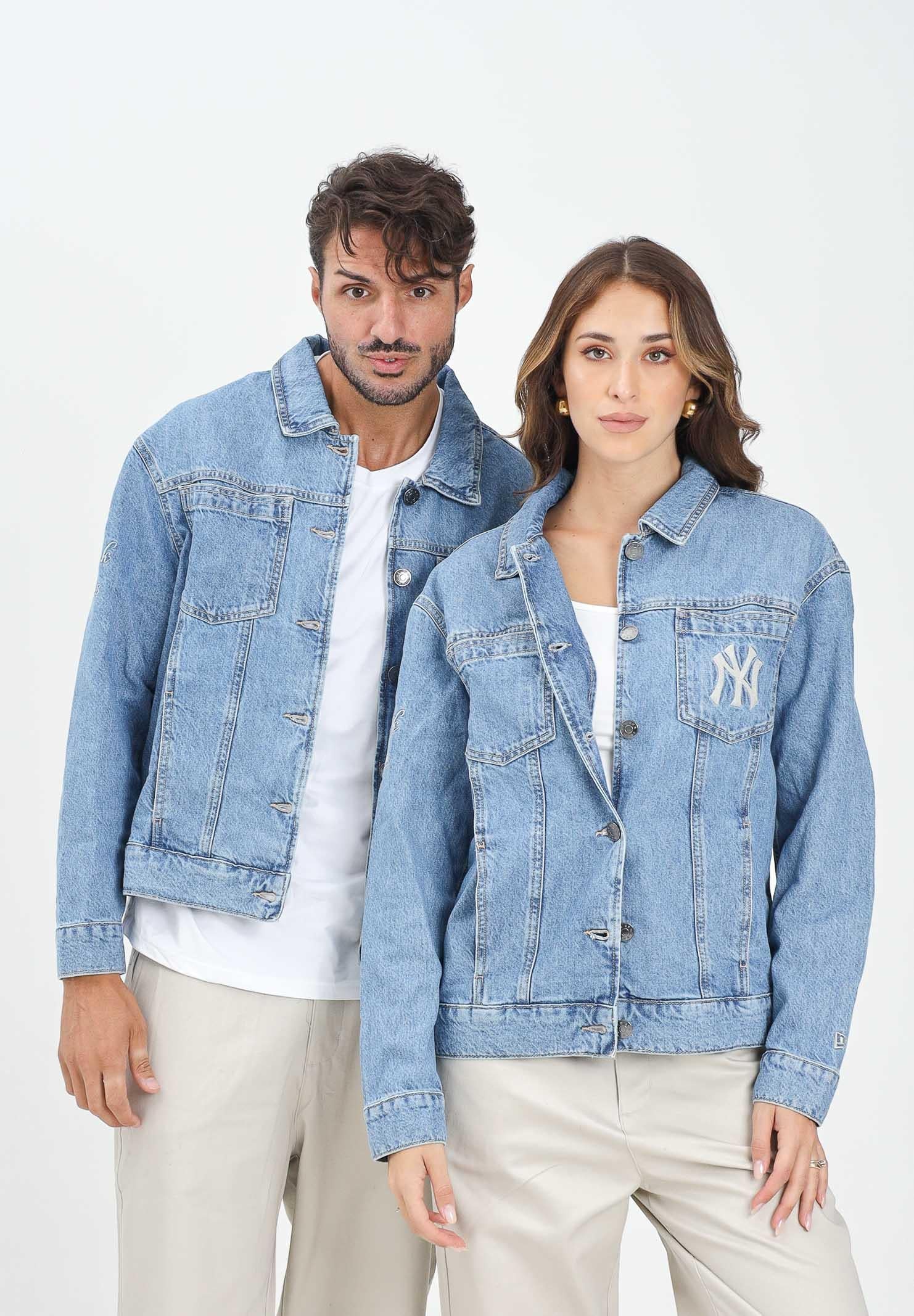 NEW ERA Giacca di jeans New York Yankees MLB in denim chiaro per uomo e donna 60684315 . NEW ERA 