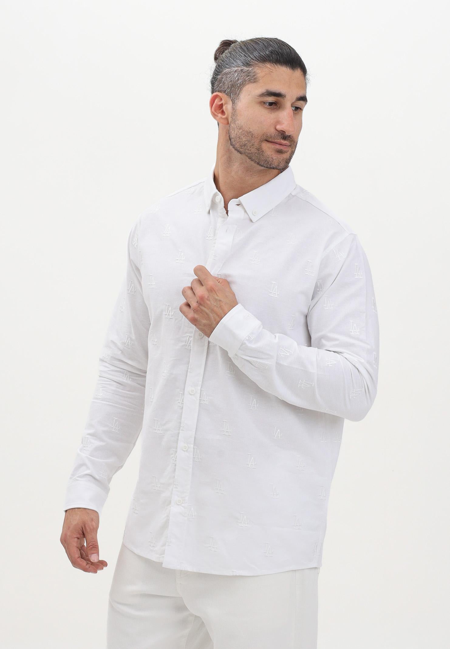NEW ERA Camicia a manica lunga LA Dodgers MLB Monogram bianca da uomo 60667824  NEW ERA 