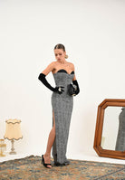 ELISABETTA FRANCHI Abito lungo panna e nero da donna con stampa pitone ABR2857E2 110 ELISABETTA FRANCHI 