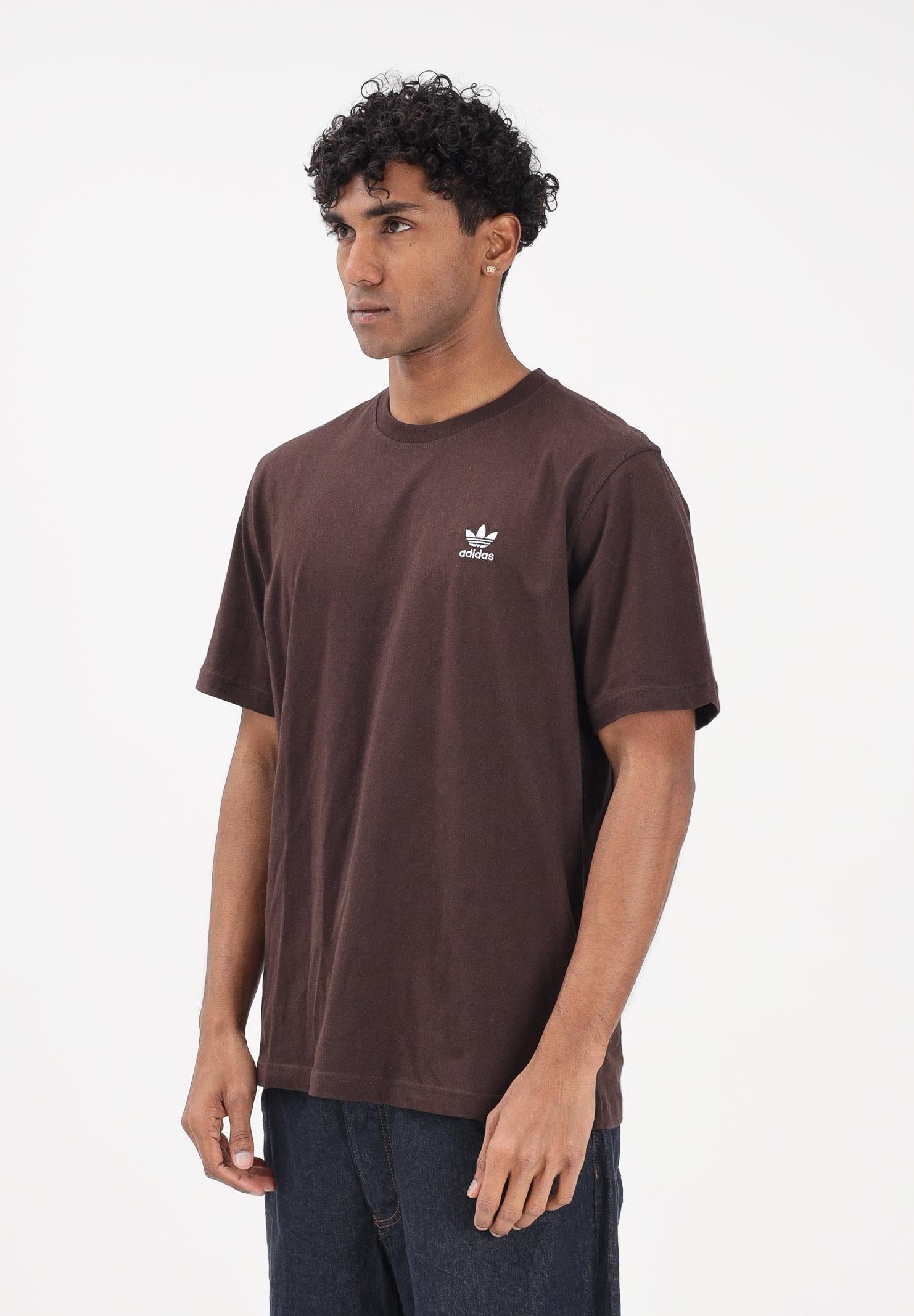 ADIDAS ORIGINALS T-shirt a manica corta Trefoil Essentials marrone da uomo KE1146 . ADIDAS ORIGINALS 