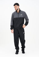 PUMA Tuta in tessuto a blocchi di colore nera e grigia da uomo 688173 01 PUMA 