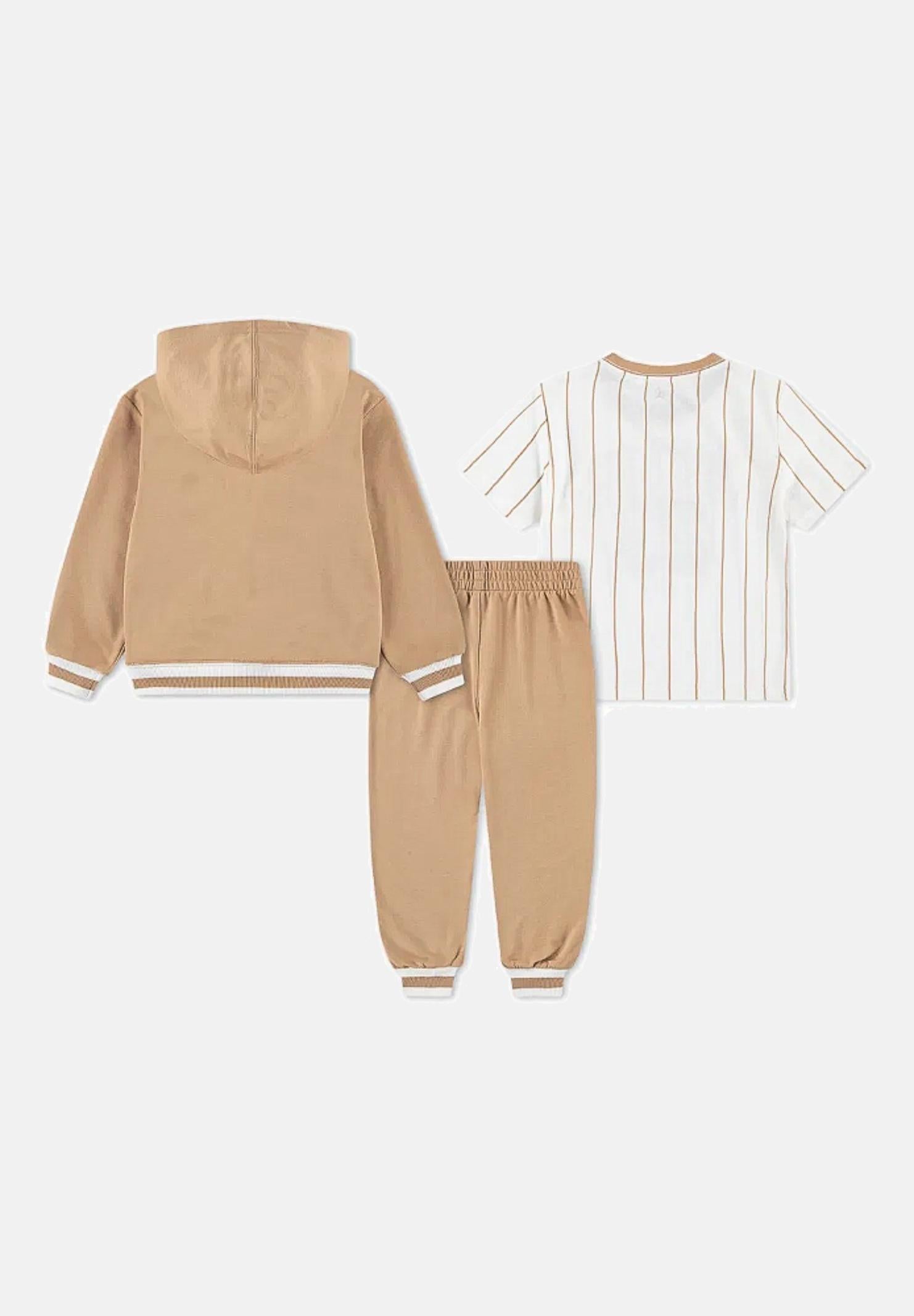 JORDAN Tuta beige per bambino e bambina composta da felpa, pantalone e t-shirt 85F275 X0L JORDAN 