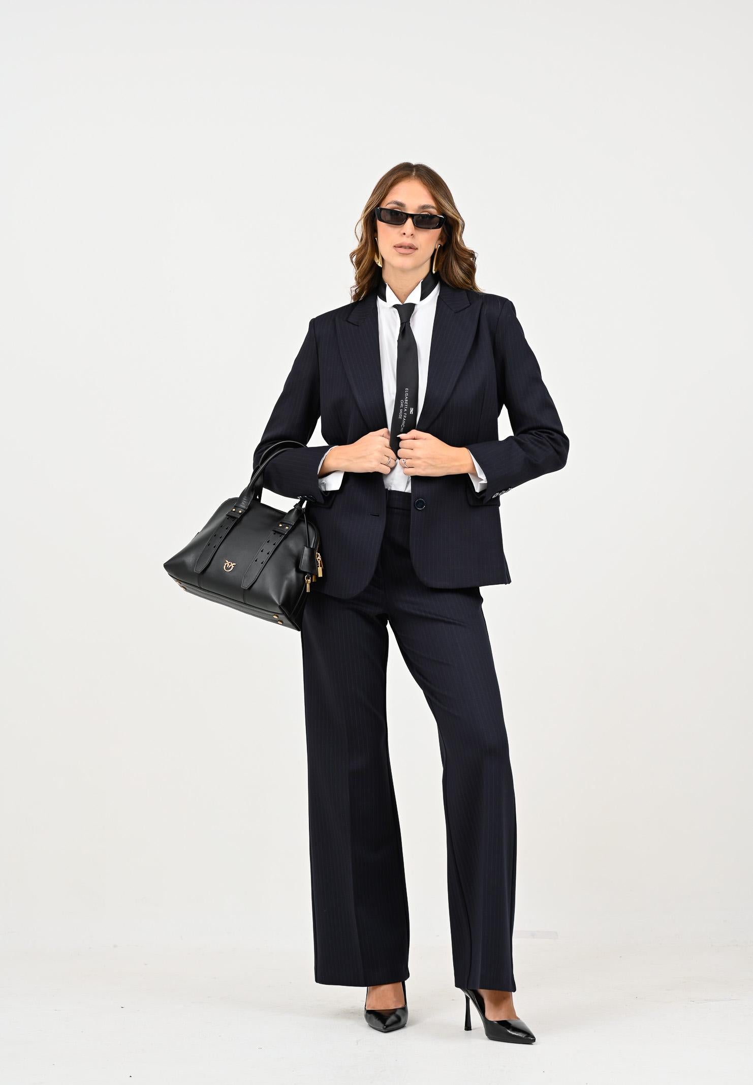 VICOLO Giacca blu da donna con motivo gessato TF0143 FFBL VICOLO 