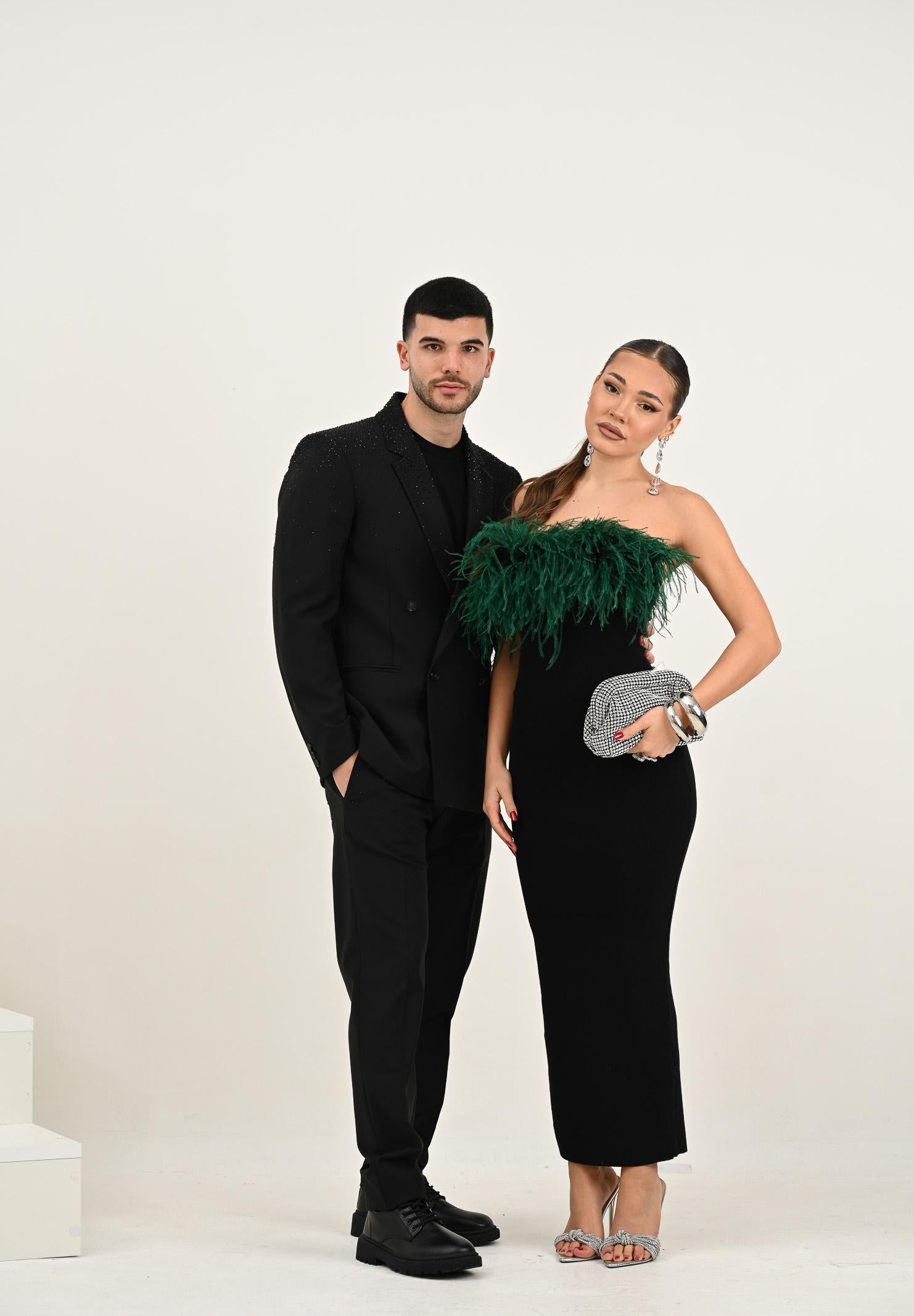 PATRIZIA PEPE Giacca doppiopetto nera da uomo con strass 5S0743A685 K102 PATRIZIA PEPE 