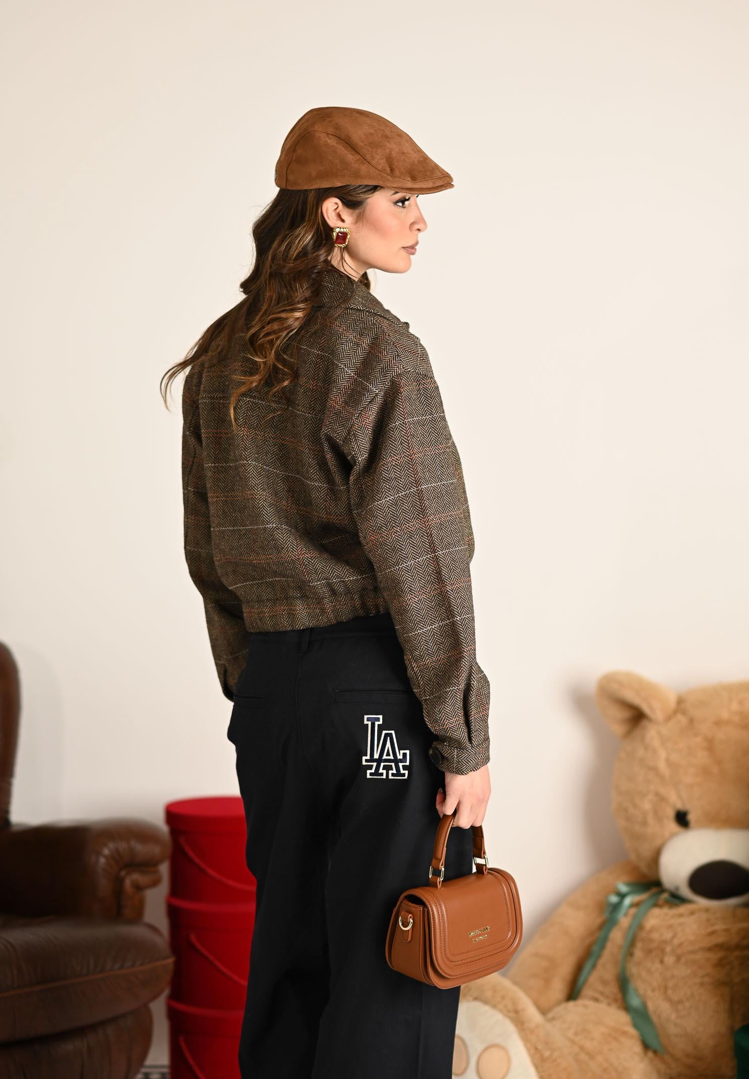 ONLY Cappottino da donna con motivo principe di Galles nelle tonalità beige-marrone 15356760 SealBrown ONLY 