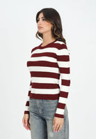 JDY Maglioncino girocollo a righe bordeaux e panna da donna 15277223 Cabernet JDY 