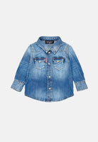 DSQUARED2 Camicia a manica lunga in denim chiaro da neonato DQ033GD0AFP DQ01 DSQUARED2 