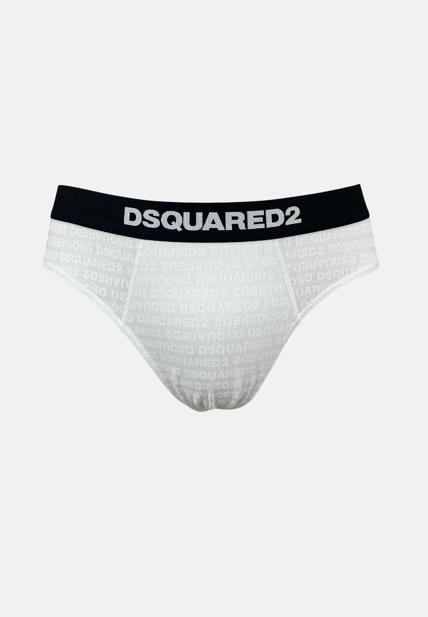 DSQUARED2 Slip bianco da uomo con logo all-over D9H135510S 100 DSQUARED2 