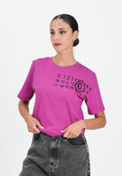 MAISON MARGIELA T-shirt a manica corta color prugna per donna, ragazzi e bambini arricchita da un logo Hand Written M60897MM02Y M6602 MAISON MARGIELA 