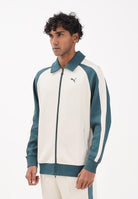 PUMA Felpa con zip T7 panna e verde da uomo 632994 87 PUMA 