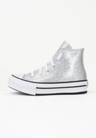 CONVERSE Sneakers Chuck Taylor All Star Lift Platform Disco Glitter argento da bambina A17658C  CONVERSE 