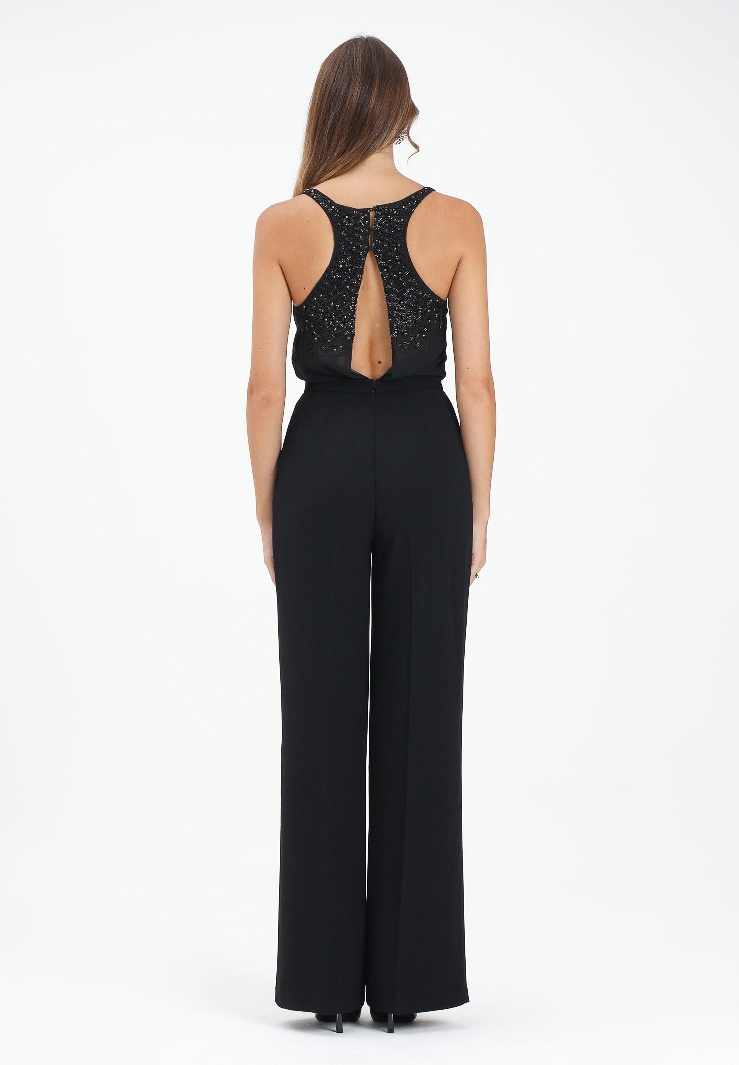 ELISABETTA FRANCHI Tuta elegante nera da donna con corpetto ricoperto di strass TU06357E2 110 ELISABETTA FRANCHI 