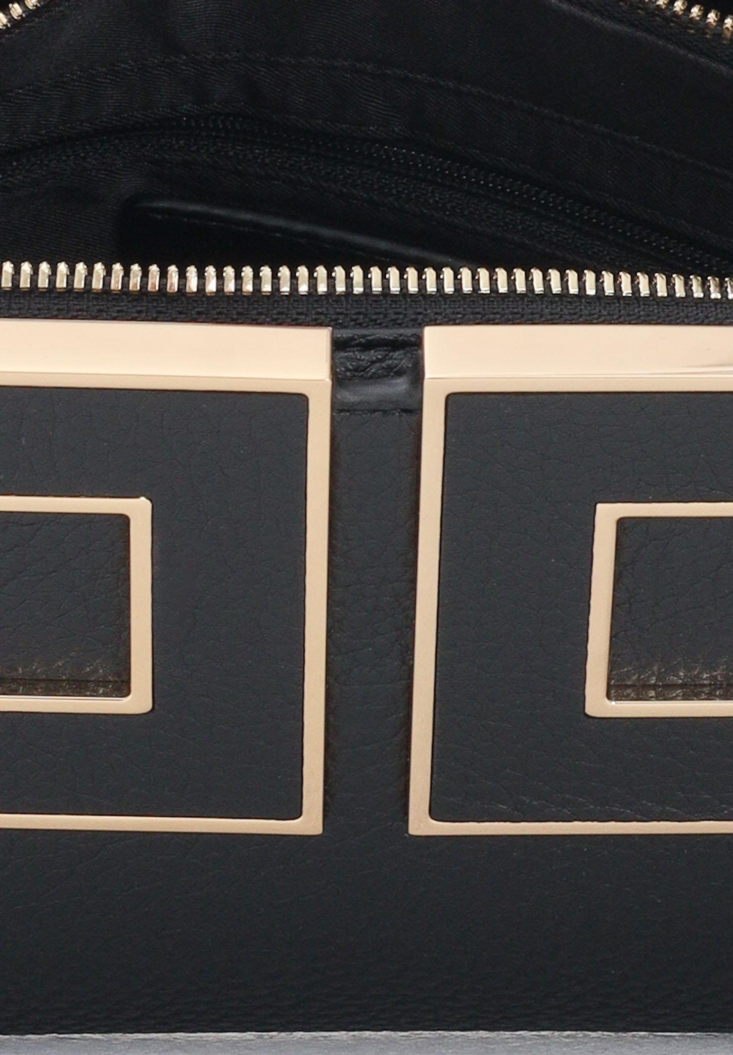 ELISABETTA FRANCHI Borsa a spalla nera da donna con logo BS36A56E2 110 ELISABETTA FRANCHI 