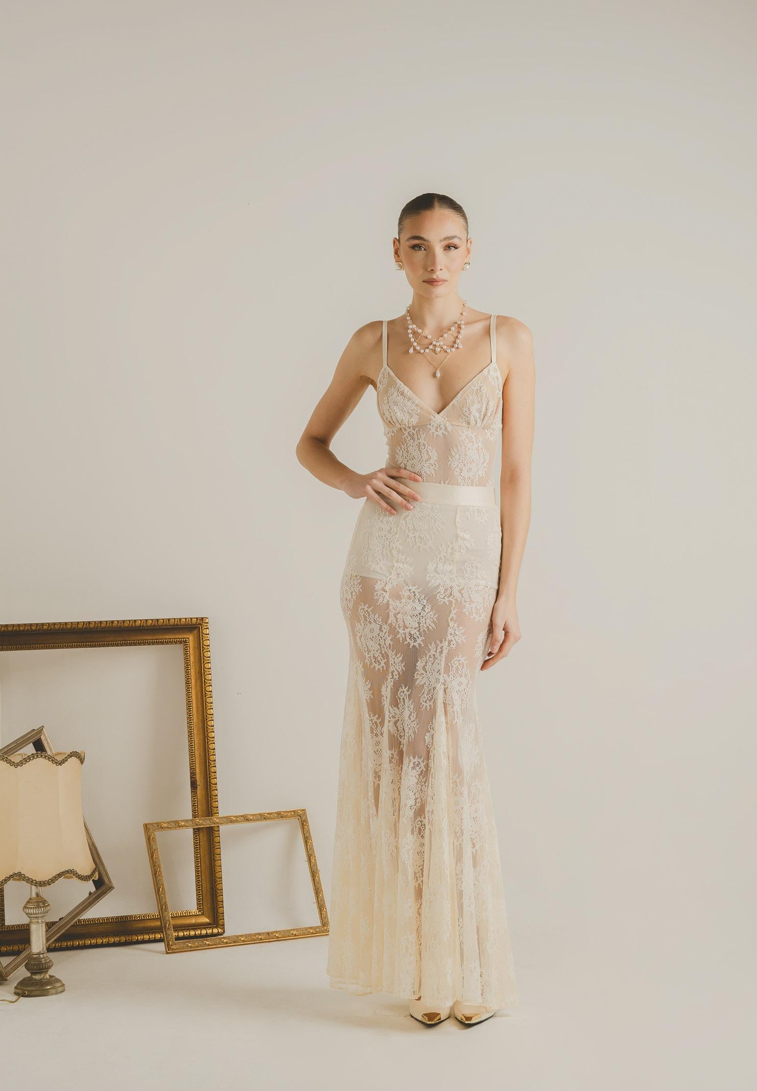 SANTAS Body RADIANCE panna da donna con ricamo in pizzo floreale PV2615 PA SANTAS 