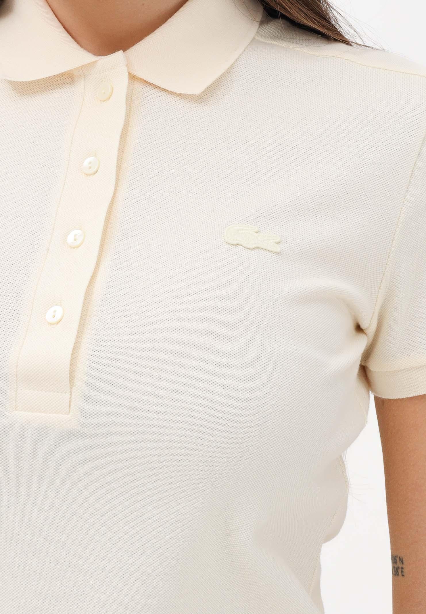 LACOSTE Polo a manica corta panna da donna con logo PF5462 S7G LACOSTE 