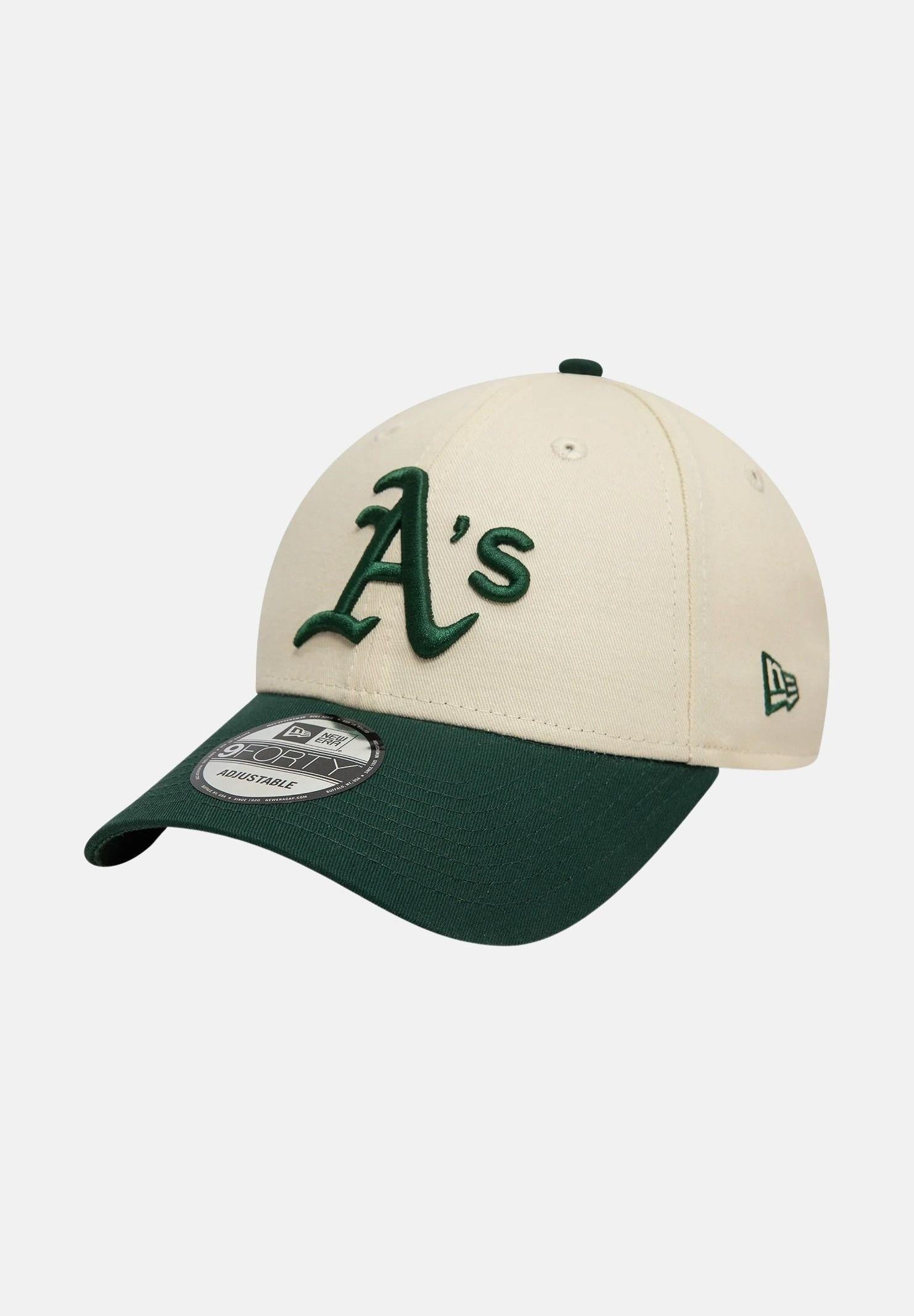 NEW ERA Cappello con visiera 9FORTY A-Frame Oakland Athletics panna e verde per uomo e donna 60595214 . NEW ERA 