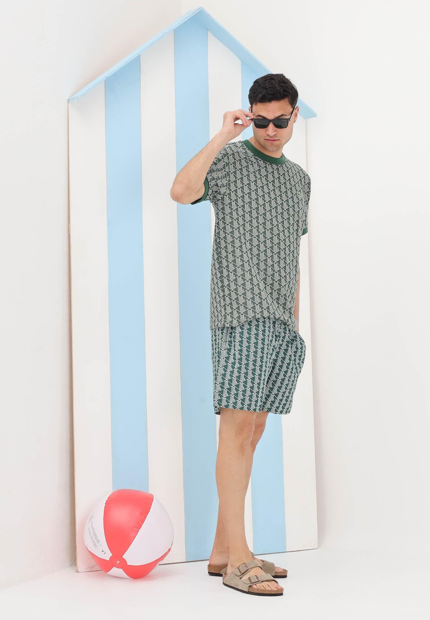 LACOSTE Shorts mare verde da uomo con stampa monogramma MH9086 D1R LACOSTE 