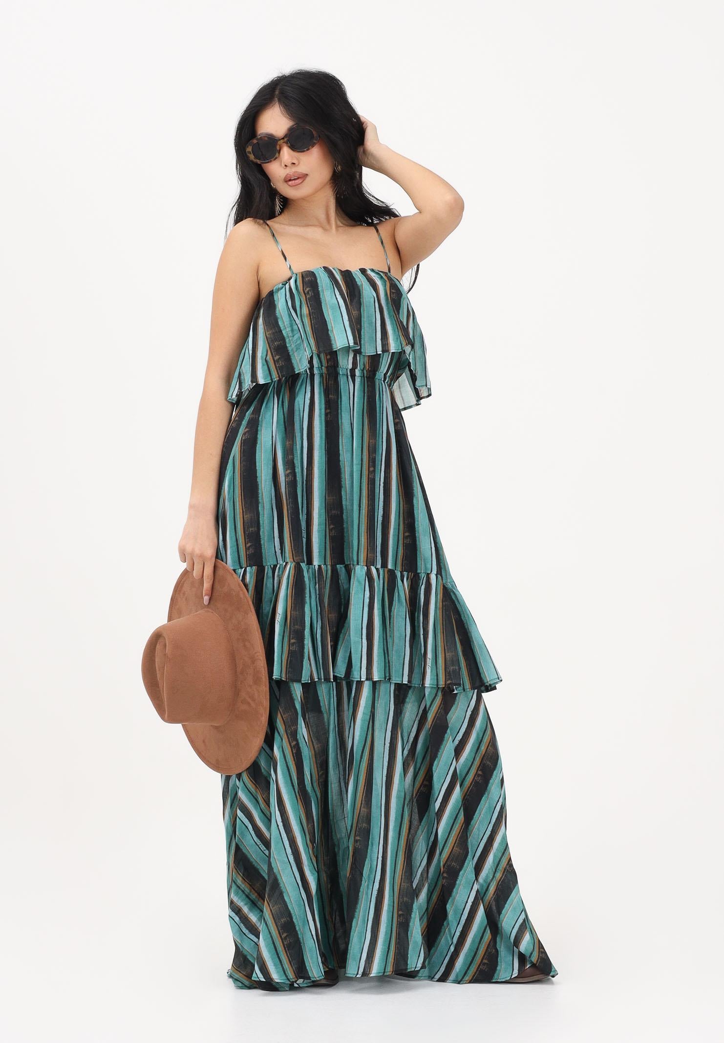 PINKO Abito lungo multicolore da donna con stampa a righe effetto pennellata 106878A3CH SD3 PINKO 