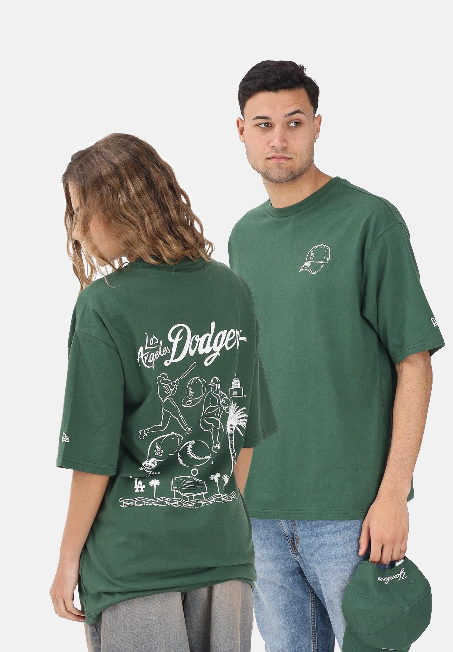 NEW ERA T-shirt a manica corta Oversized LA Dodgers MLB Baseball Graphic verde per uomo e donna 60771578 . NEW ERA 