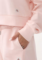 CALVIN KLEIN JEANS Felpa girocollo rosa da donna con patch logo LV047C911GVI7  CALVIN KLEIN JEANS 