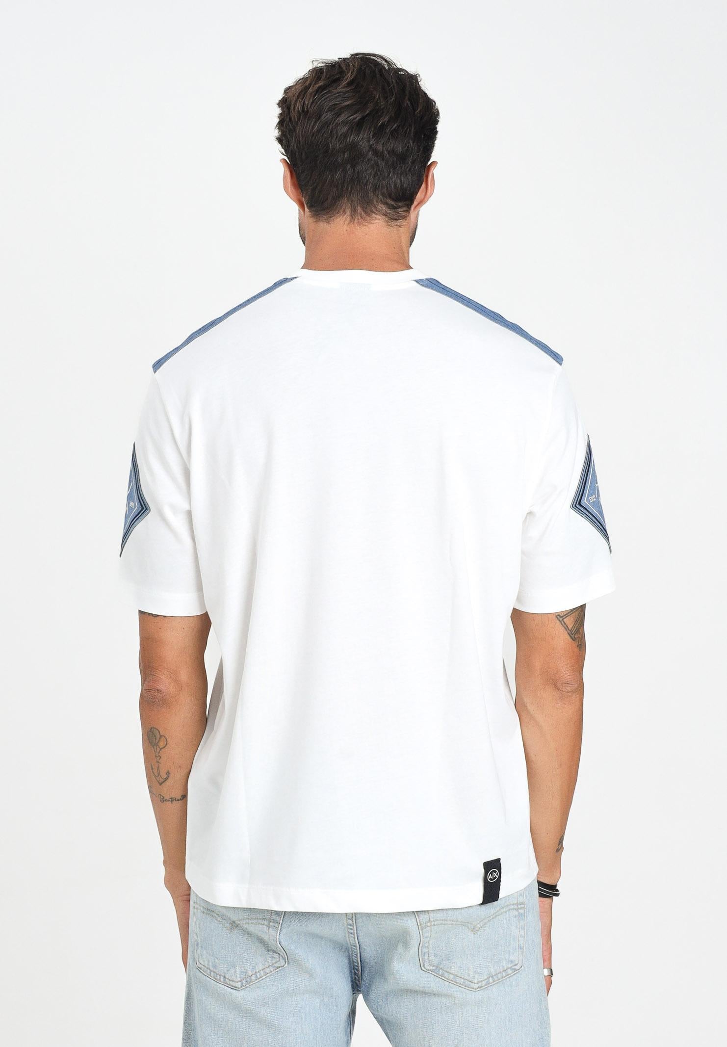 ARMANI EXCHANGE T-shirt a manica corta bianca da uomo arricchita da dettagli in denim XM001084AF10361 U0009 ARMANI EXCHANGE 