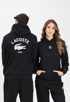 LACOSTE Felpa con cappuccio nera per uomo e donna con stampa SH2740 031 LACOSTE 